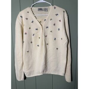 Vintage Northern Reflections Floral Embroidered Cardigan Cottagecore 90s